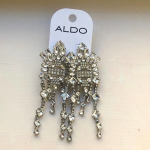 Aldo Art Deco Style Big Diamond and Silver Tone Post Earring Eralirwen-12